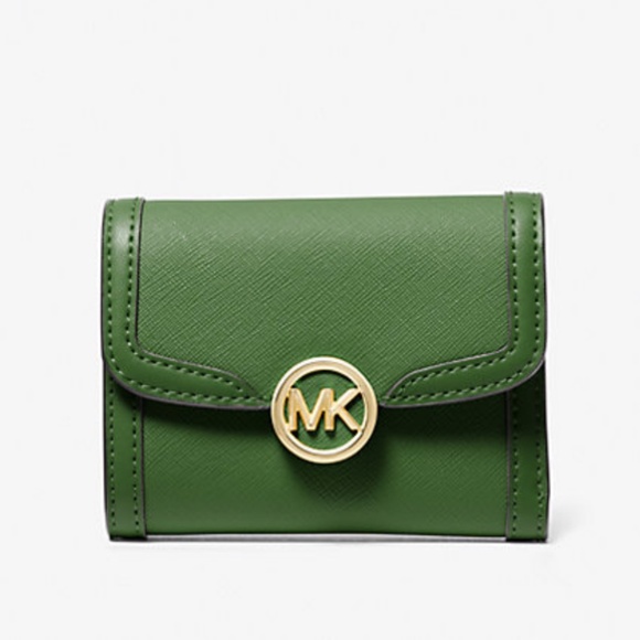 Michael Kors Leida Medium Metallic Signature Logo Wallet - Picture 1 of 2